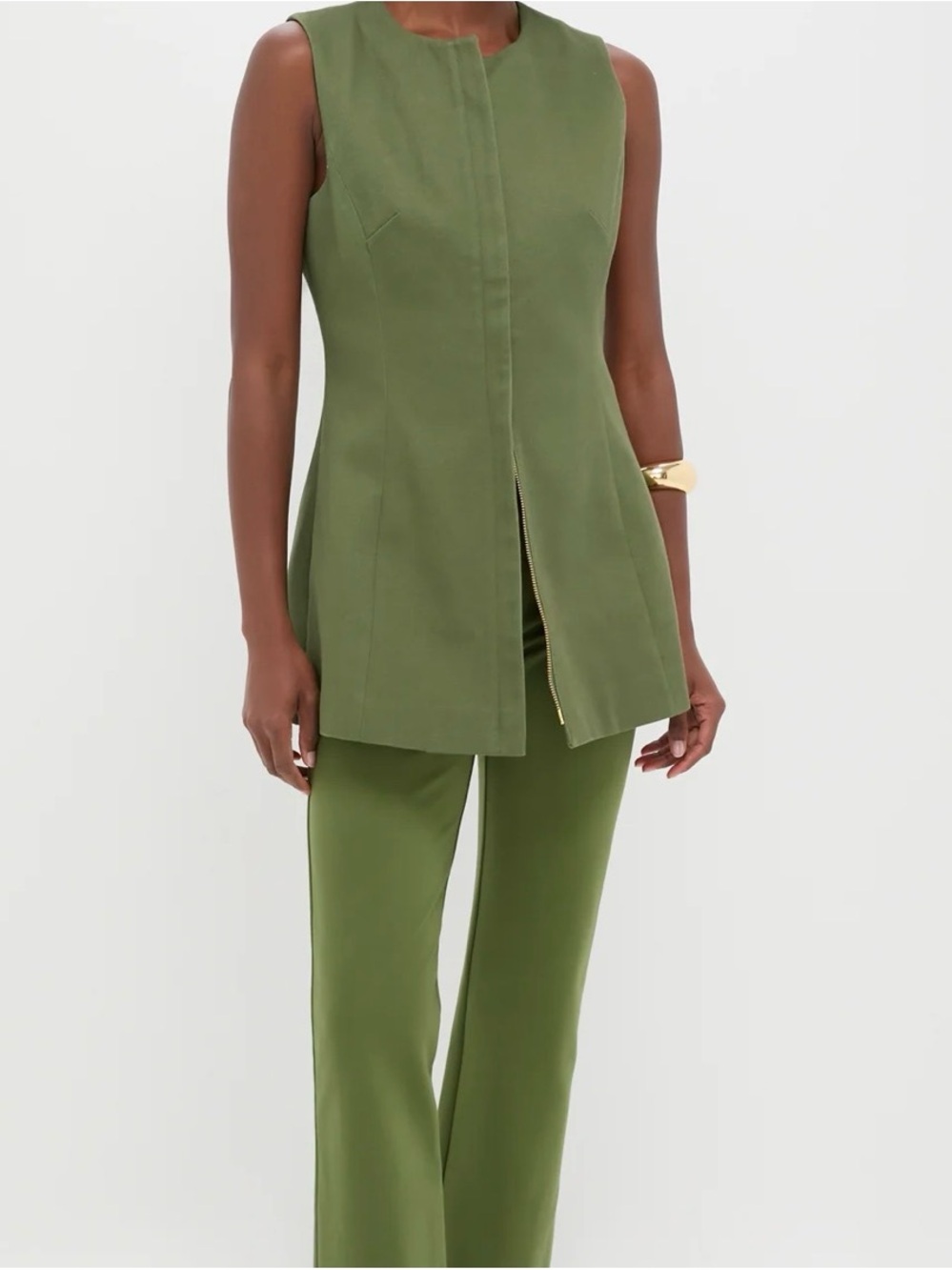 Tuckernuck NWT size 4 Green Rhonda tunic top - gold zipper